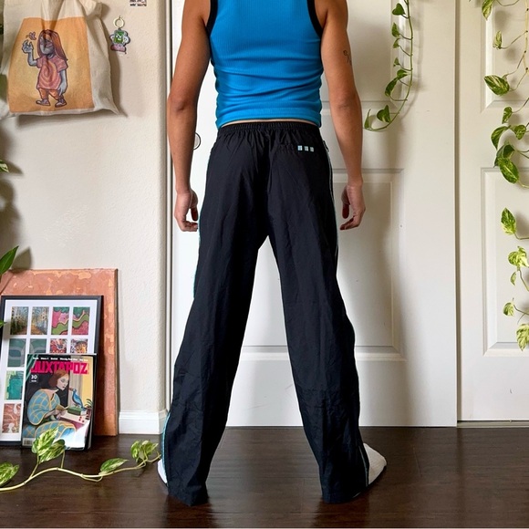 Vintage Y2K Black & Teal Adidas Trackpants - Picture 4 of 9